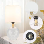 Glass Bedside Table Lamp with Fabric Shade for Bedroom Decor Trollective