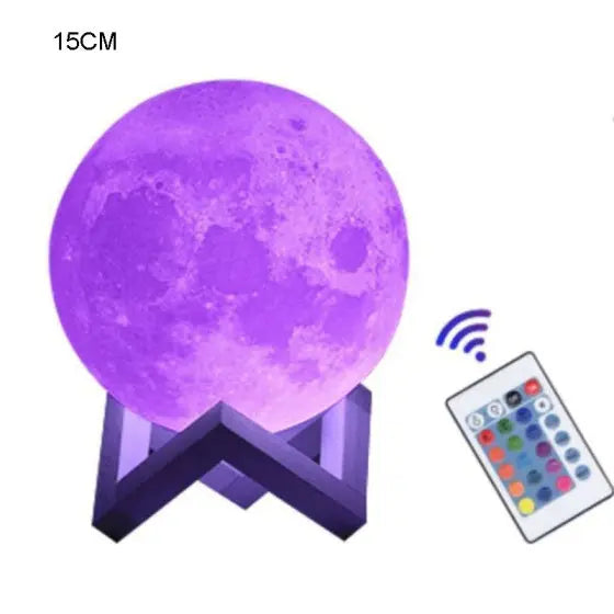 16-Color Moon Lamp with Stand & Remote LED Night Light Decor Trollective