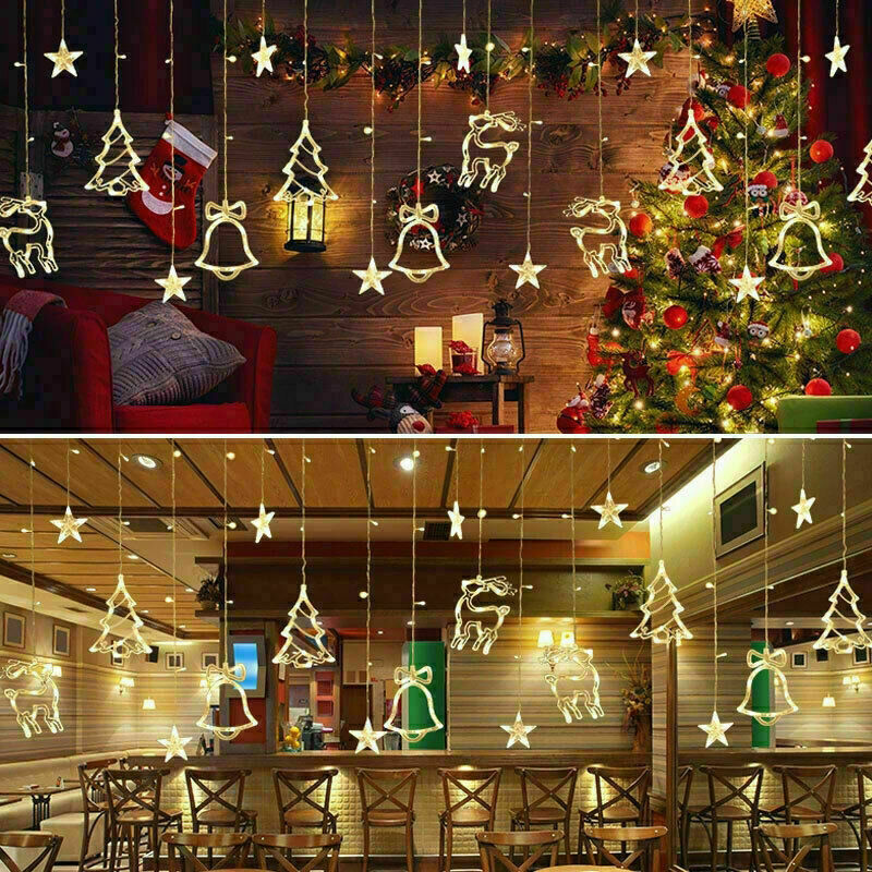 LED Fairy String Curtain Lights with Stars – Christmas Décor Window Lights for Home & Indoor Parties Trollective