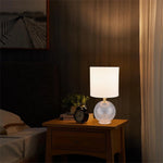 Glass Bedside Table Lamp with Fabric Shade for Bedroom Decor Trollective