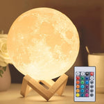 16-Color Moon Lamp with Stand & Remote LED Night Light Decor Trollective